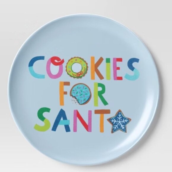 Target 10" Blue Dinner Plates 2 Pack Holiday Christmas "Cookies For Santa" Melam - Picture 2 of 7